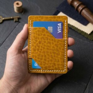 Porte-cartes en cuir jaune - fabriqué en France - Brocard Leather Goods