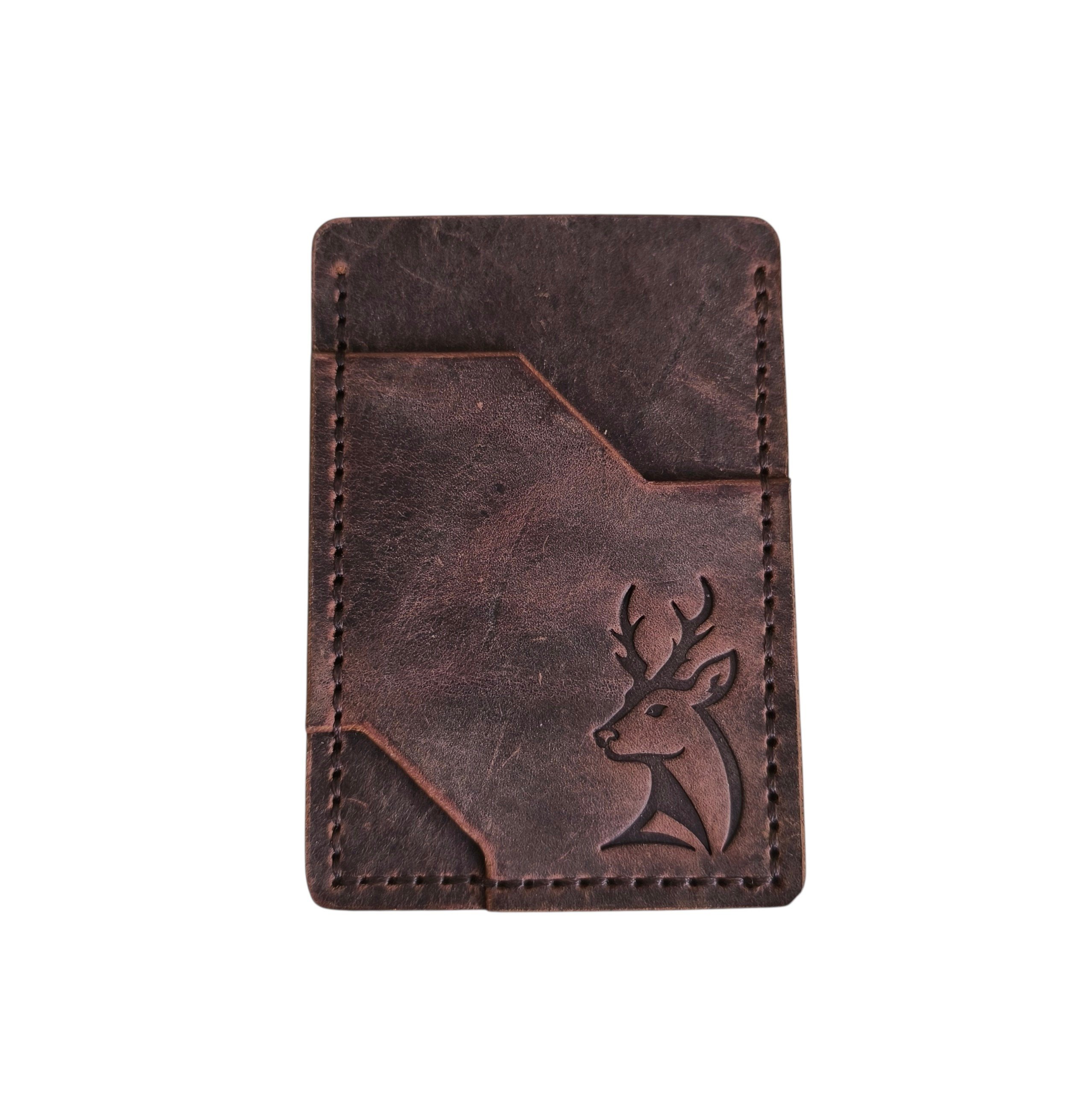 Porte cartes vertical en cuir - Marron vieilli – Image 2