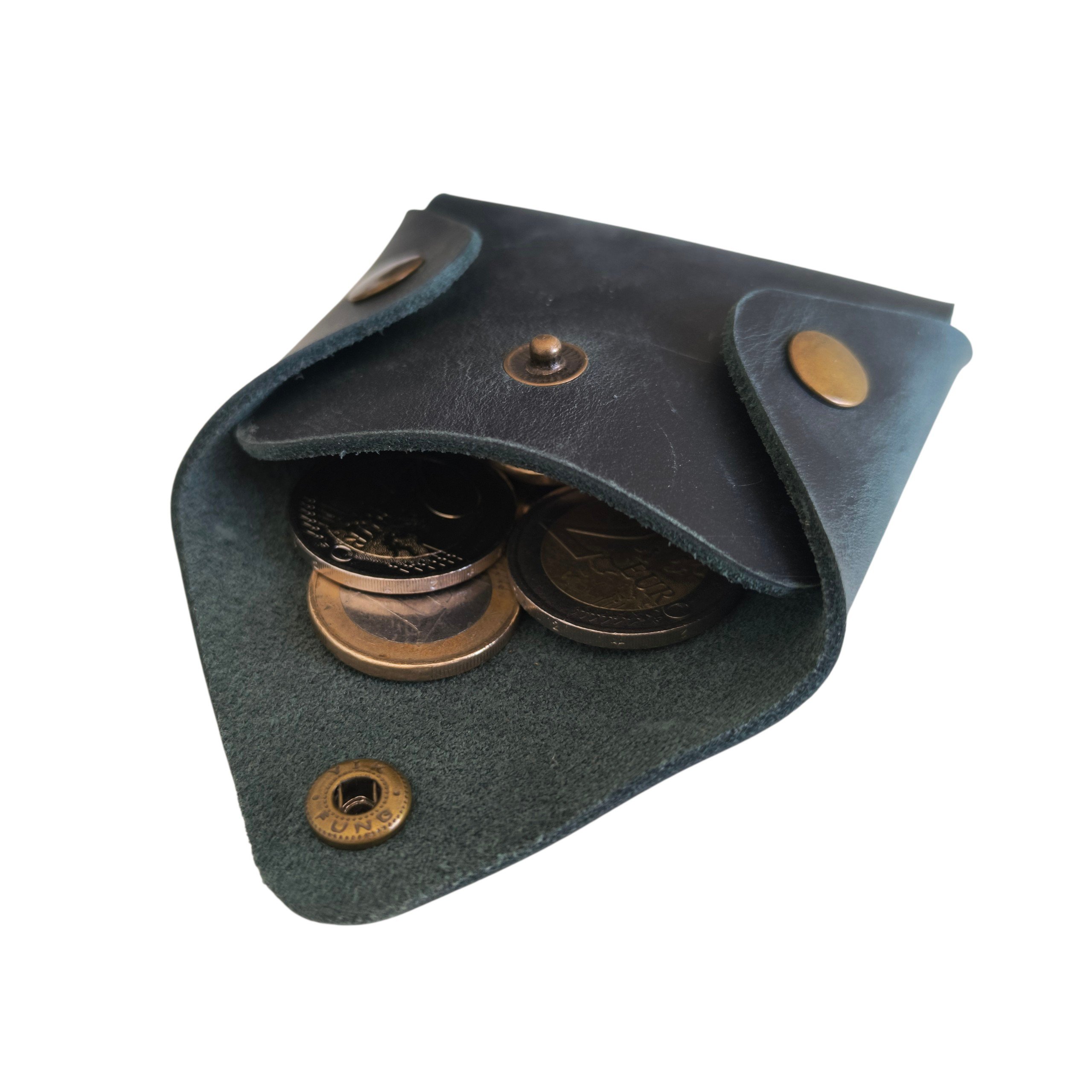 Étui Écouteurs en Cuir Vintage | Porte-monnaie & Câbles Vert veilli