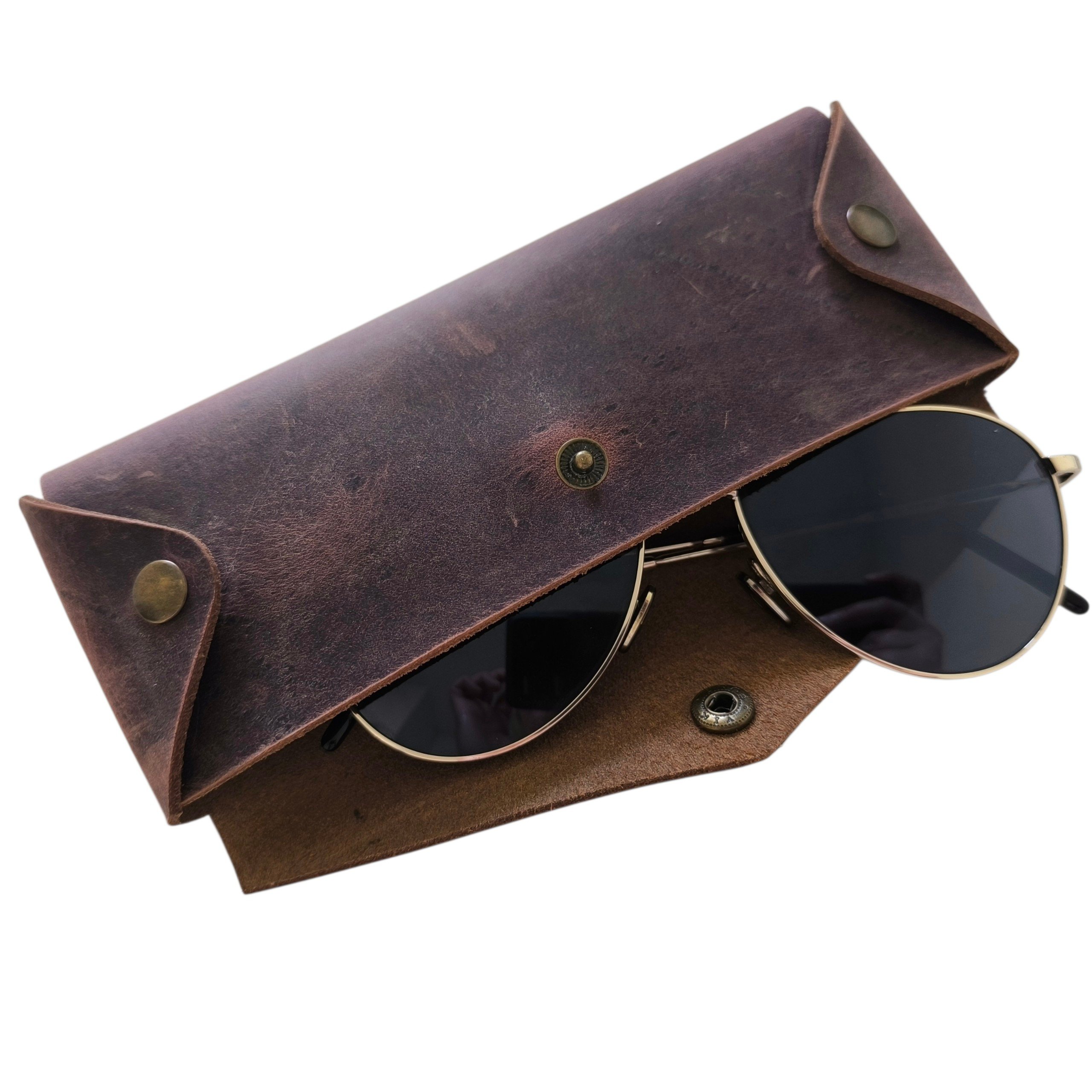 Étui à lunettes en cuir vintage – Image 3