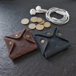 Étui Écouteurs en Cuir Vintage | Porte-monnaie & Cable