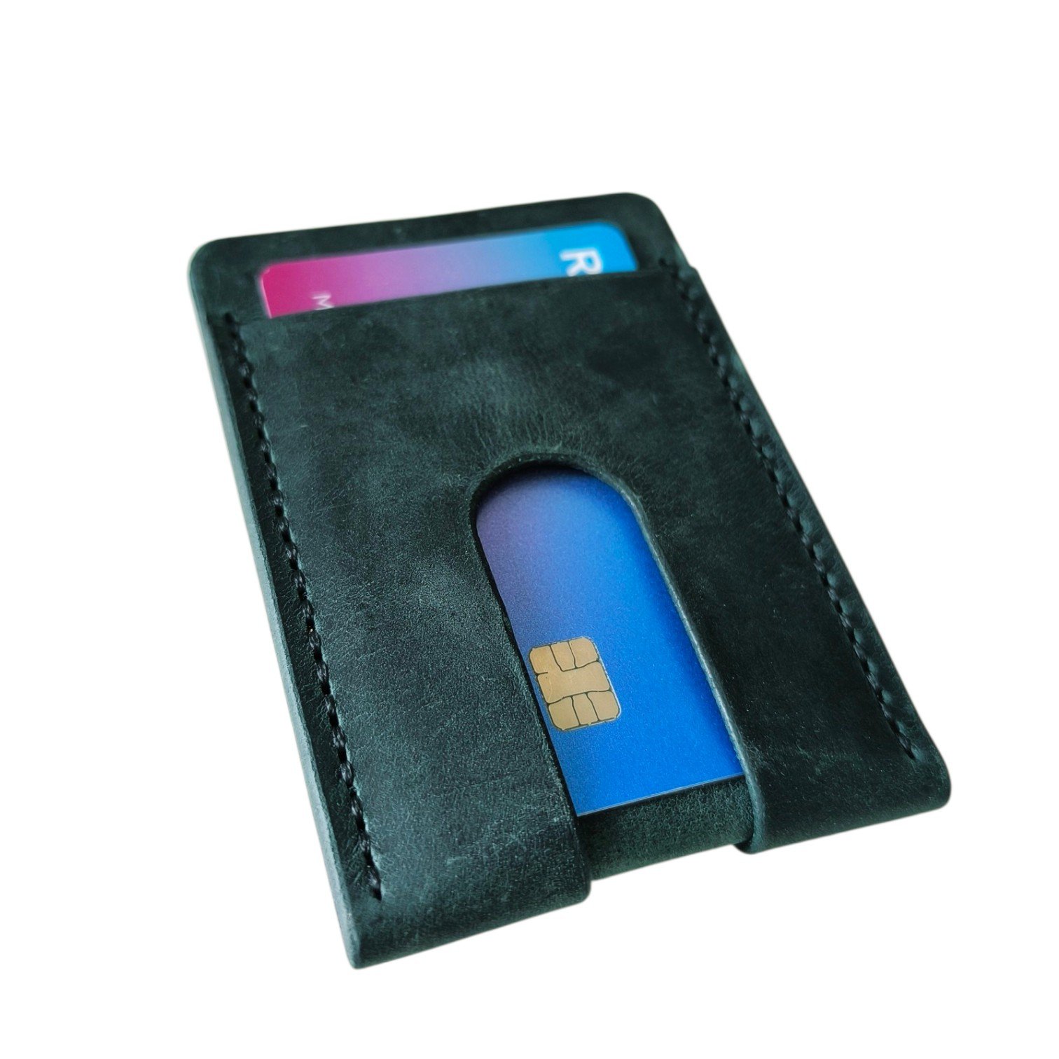 Porte cartes vertical en cuir pull-up – Image 2