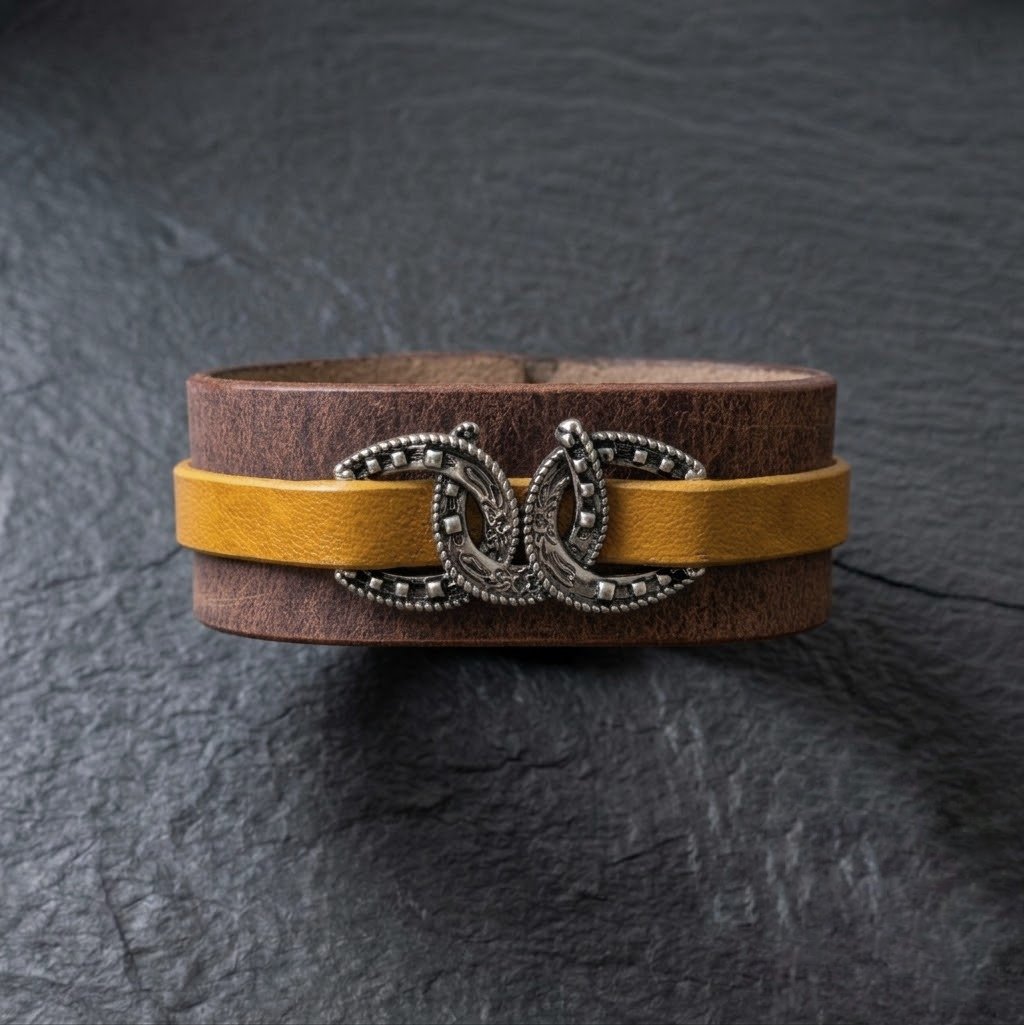 Bracelet porte-bonheur - TRIADE - en cuir Fait Main en France – Image 2